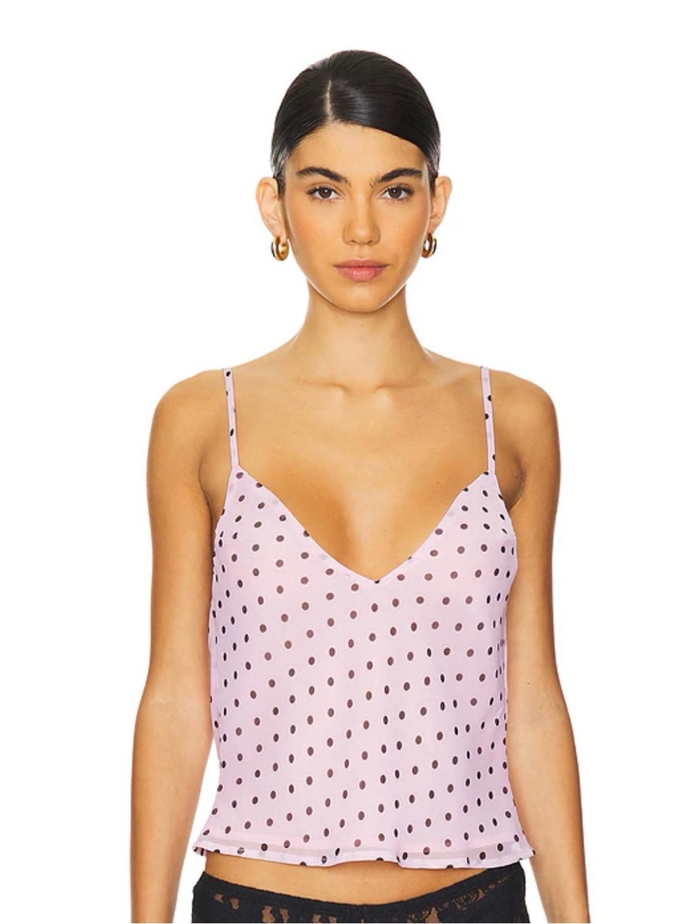 Bella Venice Sila Slip Top in Pink & Black polka dots